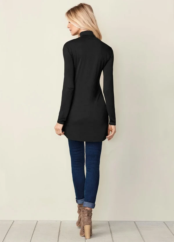 bonprix - Blusa Alongada com Gola Choker Preta 1