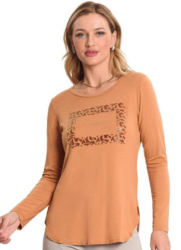 Endless - Blusa Alongada Manga Longa Marrom