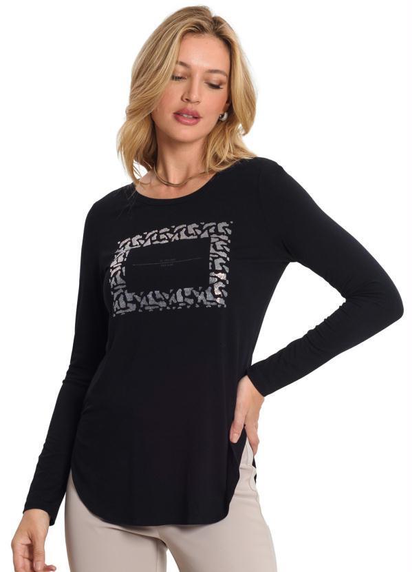 Endless - Blusa Alongada Manga Longa Preto