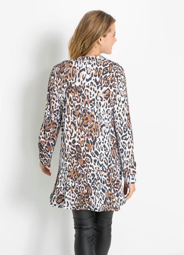 Outlet - Blusa Alongada Mangas Longas Animal Print 2