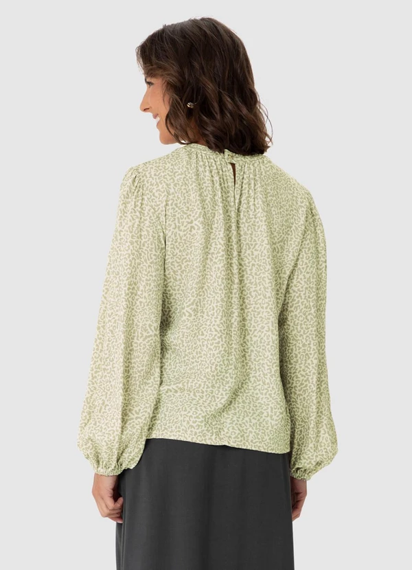 Malwee - Blusa Ampla Animal Print em Viscolinho Bege 2