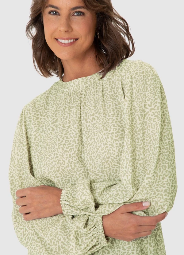 Malwee - Blusa Ampla Animal Print em Viscolinho Bege 3