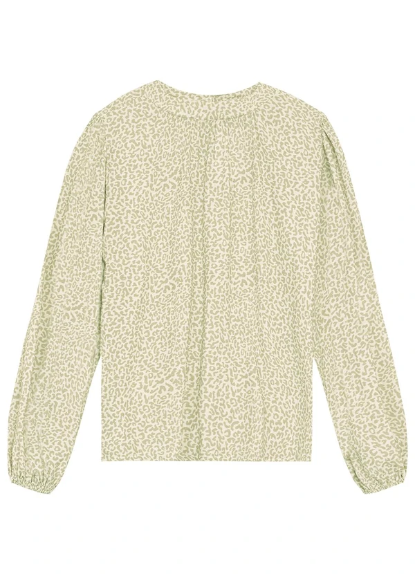 Malwee - Blusa Ampla Animal Print em Viscolinho Bege 5
