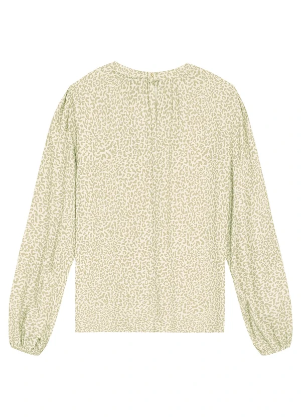 Malwee - Blusa Ampla Animal Print em Viscolinho Bege 6