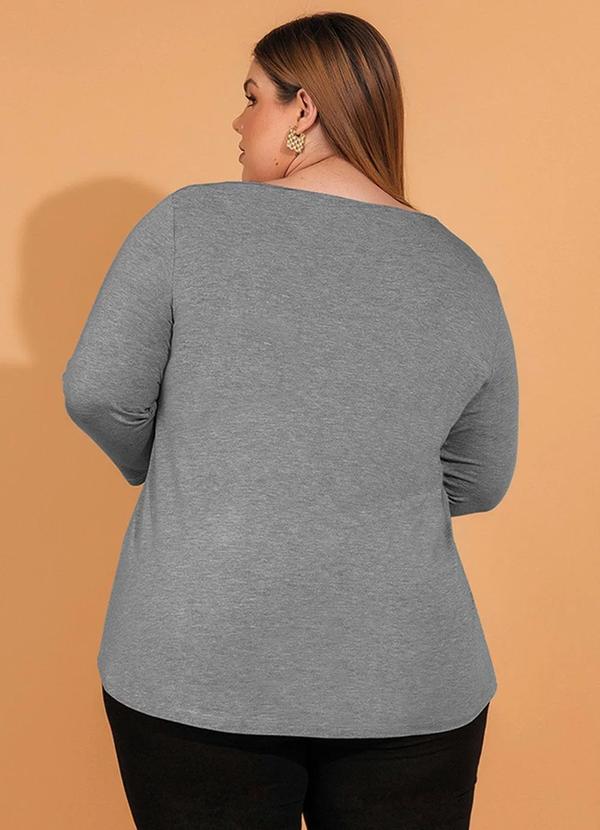 Outlet - Blusa Ampla com Estampa de Coruja Cinza Mescla 4