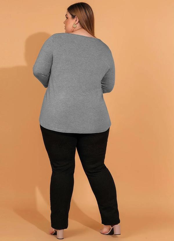 Outlet - Blusa Ampla com Estampa de Coruja Cinza Mescla 6