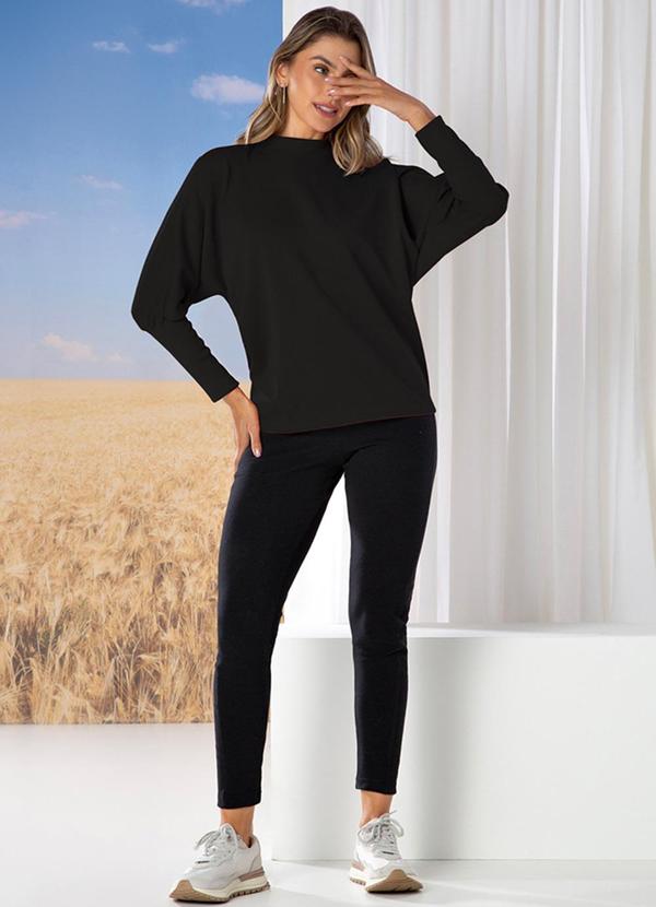 Use Modo - Blusa Ampla com Punho Ajustado Preto 2