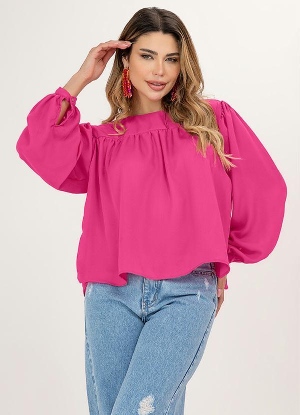 Angel - Blusa Ampla Crepe Rosa