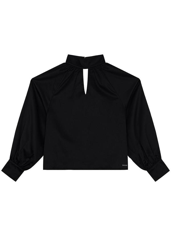 Enfim - Blusa Ampla em Cetim Preto