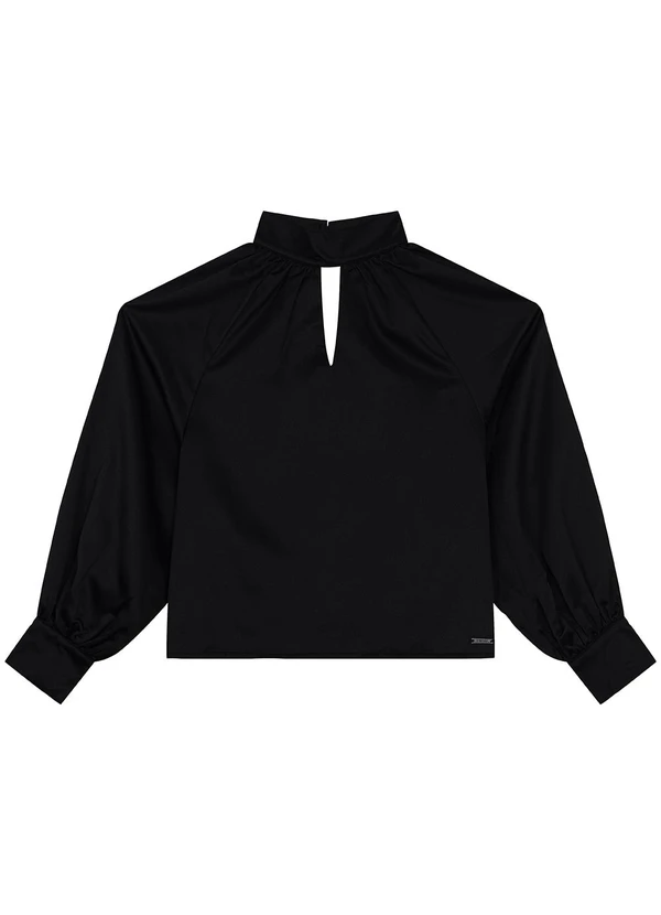 Enfim - Blusa Ampla em Cetim Preto