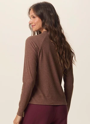 Malwee - Blusa Ampla em Malha Canelada Marrom - MALWEE