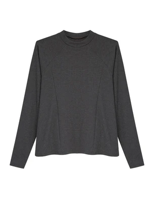 Malwee - Blusa Ampla em Malha Canelada Preto - MALWEE