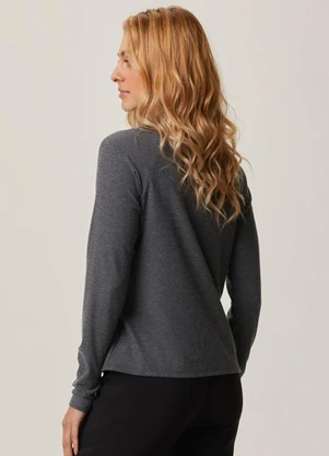 Malwee - Blusa Ampla em Malha Canelada Preto - MALWEE