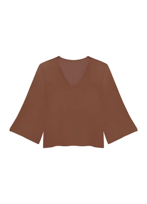 Malwee - Blusa Ampla em Moletinho Marrom - MALWEE