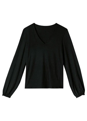 Malwee - Blusa Ampla em Moletinho Preto - MALWEE