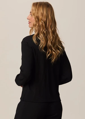 Malwee - Blusa Ampla em Moletinho Preto - MALWEE