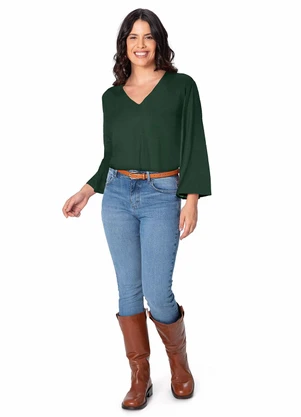 Malwee - Blusa Ampla em Moletinho Verde Esmeralda - MALWEE
