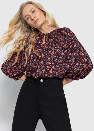 Enfim - Blusa Ampla Liberty Preto - ENFIM