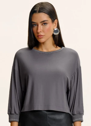 Endless - Blusa Ampla Manga 3/4 Viscose Cinza - ENDLESS