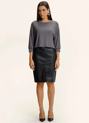 Endless - Blusa Ampla Manga 3/4 Viscose Cinza - ENDLESS