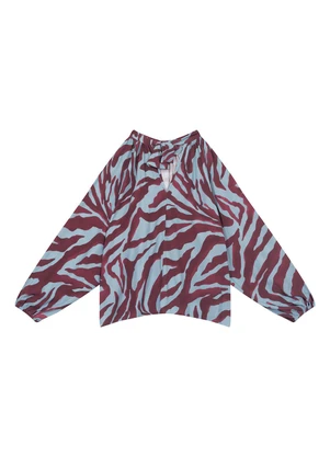 Enfim - Blusa Animal Print Ampla Azul - ENFIM