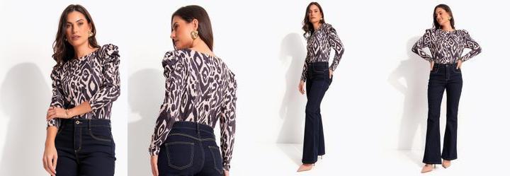 Blusa Animal Print em Malha Fria