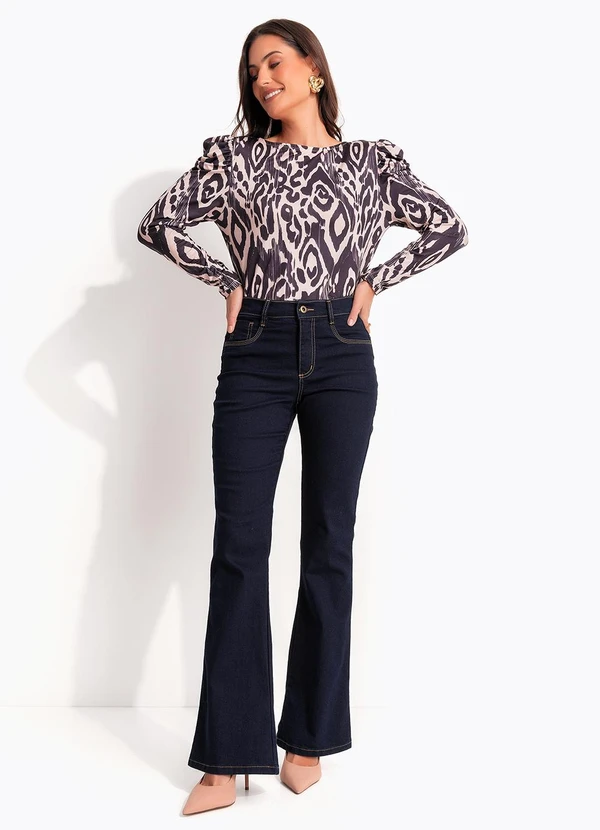 Quintess - Blusa  Animal Print em Malha Fria