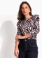 Quintess - Blusa Floral Savana com Mangas Bufantes - variação: Animal Print