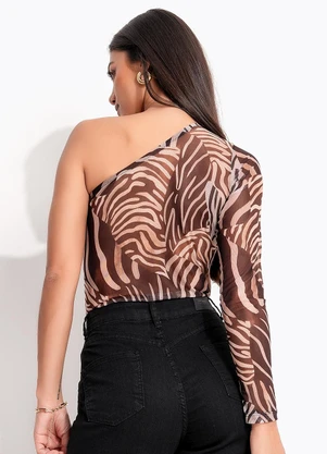 Quintess - Blusa Animal Print em Tule com Elastano - QUINTESS