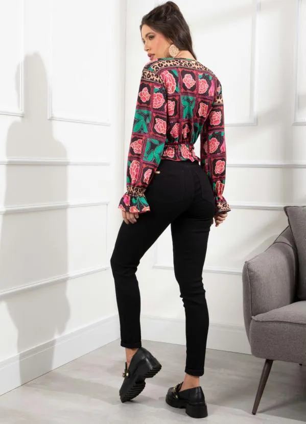 Quintess - Blusa Animal Print Floral com Elástico 7