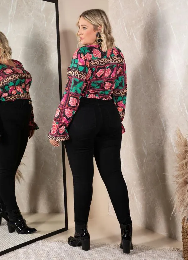 Quintess - Blusa Animal Print Floral com Elástico 2