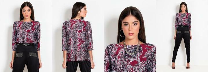 Blusa Arabesco Bord com Mangas Longas