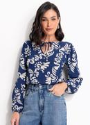 Blusa Arabescos Azul em Malha de Viscose