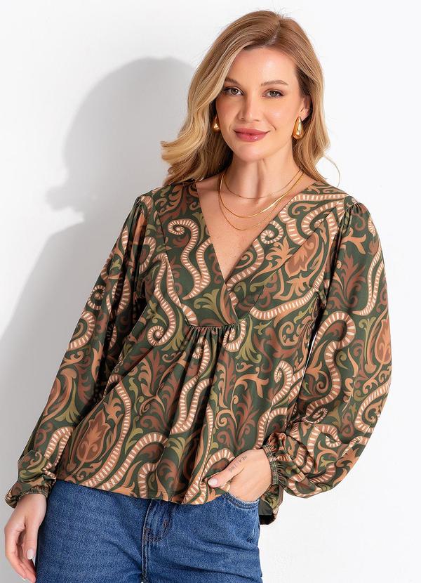 Blusa (Arabescos Verde) em Malha Fria