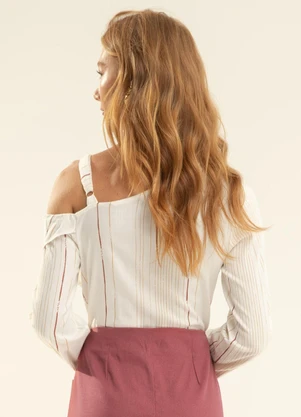Gris - Blusa Assimétrica em Viscose Off-White - GRIS