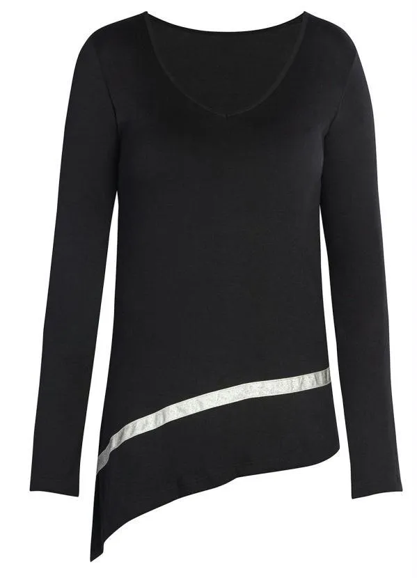 Queima Estoque - Blusa Assimétrica Manga Longa Preta 5