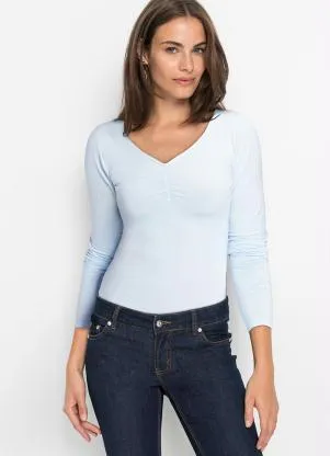 bonprix - Blusa Azul Claro em Malha de Viscose - BONPRIX