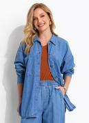 Blusa Azul Claro em Tecido Sarjado Jeans