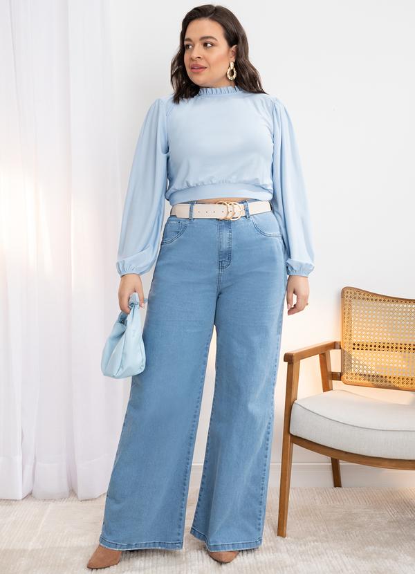 Quintess - Blusa Azul com Manga Bufante 6