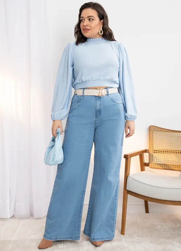 Quintess - Blusa Azul com Manga Bufante 2