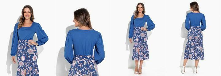 Blusa Azul com Manga Longa
