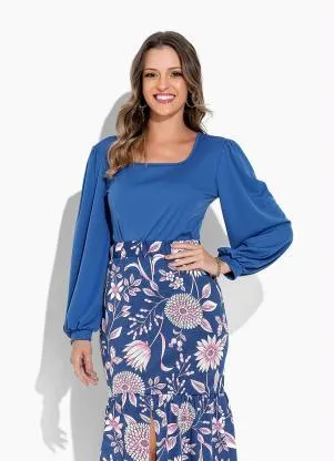 Rosalie - Blusa Azul com Manga Longa - ROSALIE