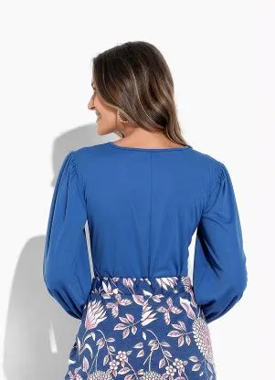 Rosalie - Blusa Azul com Manga Longa - ROSALIE