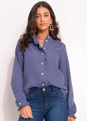 Quintess - Blusa Azul em Crepe Plano - QUINTESS