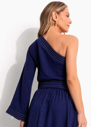 Quintess - Blusa Azul em Crepe Plano - QUINTESS
