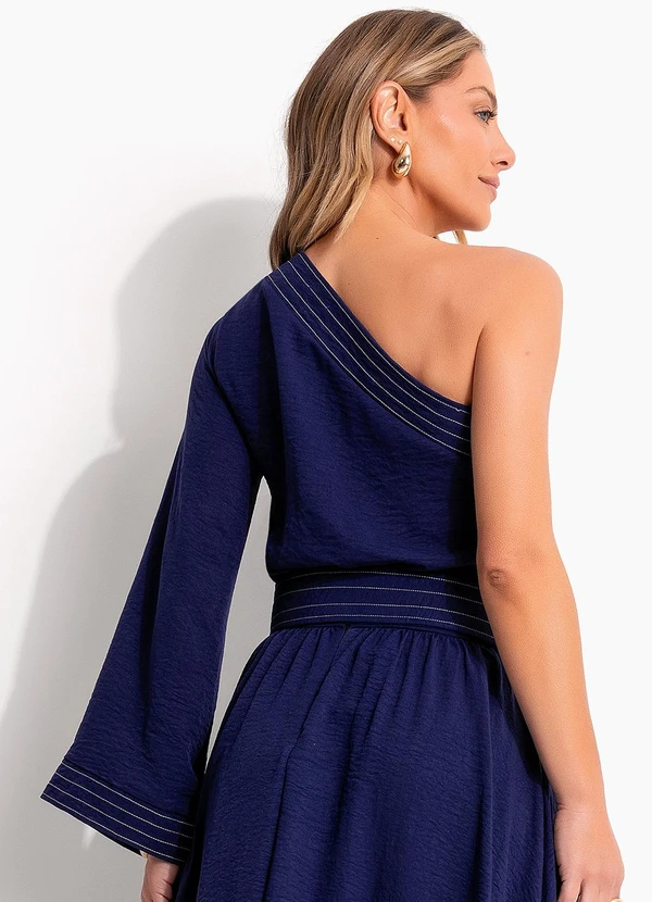 Quintess - Blusa Azul em Crepe Plano 2