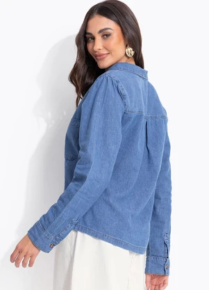 Quintess - Blusa Azul Escura em Tecido Sarjado - QUINTESS