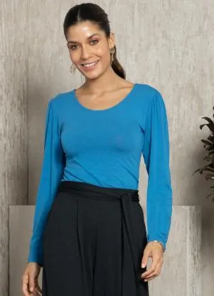 Quintess - Blusa Azul Mangas Longas - QUINTESS