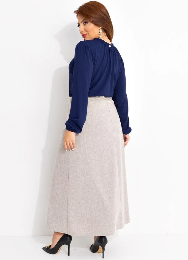 Quintess - Blusa Azul Marinho em Malha de Viscose 11