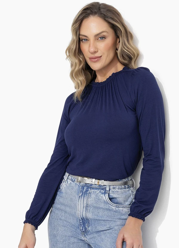 Quintess - Blusa Azul Marinho em Malha de Viscose 3